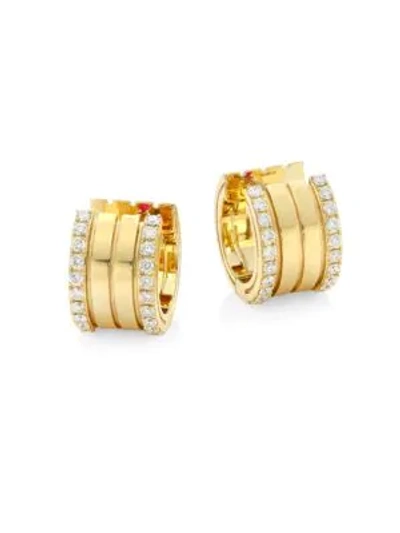 Shop Roberto Coin Portofino Diamond & 18k Yellow Gold Hoop Earrings