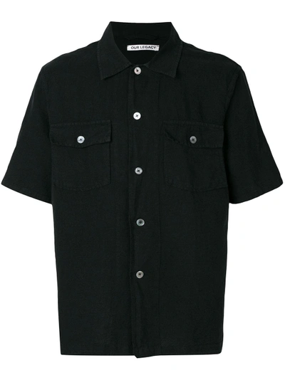 Shop Our Legacy Chamois Short Sleeve Shirt - Black
