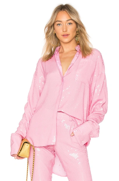 Shop Msgm Sequin Top In Pink