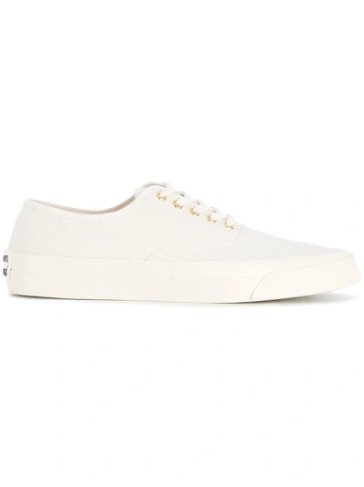 Shop Maison Kitsuné Flat Lace-up Sneakers - White