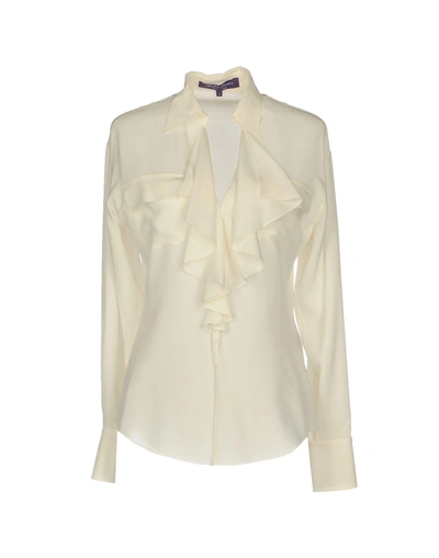 Shop Ralph Lauren Silk Shirts & Blouses In Ivory