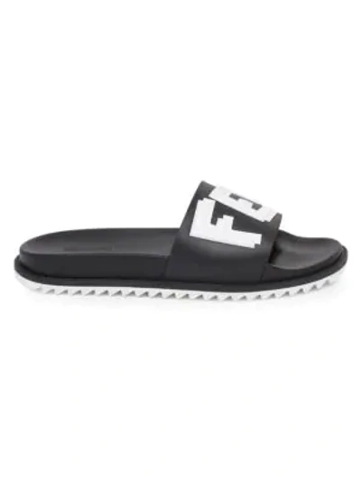 Shop Fendi Vocab Slides In Black