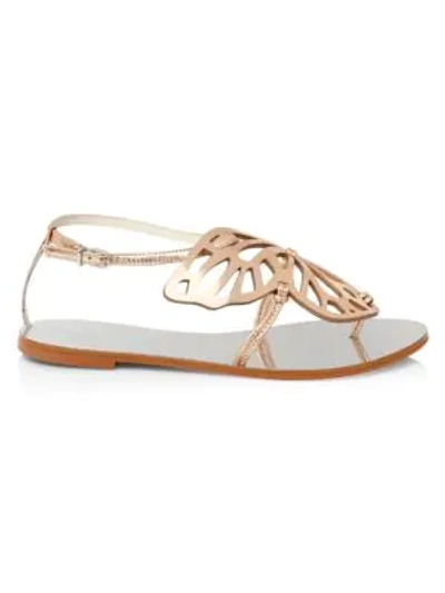 Shop Sophia Webster Bibi Butterfly Metallic Leather Thong Sandals In Rose Gold