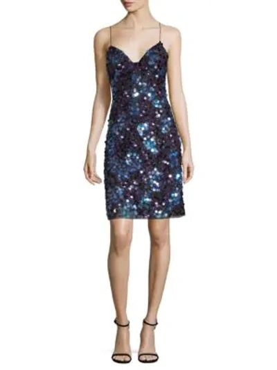 Shop Basix Black Label Spaghetti Strap Sequin Dress In Navy Black