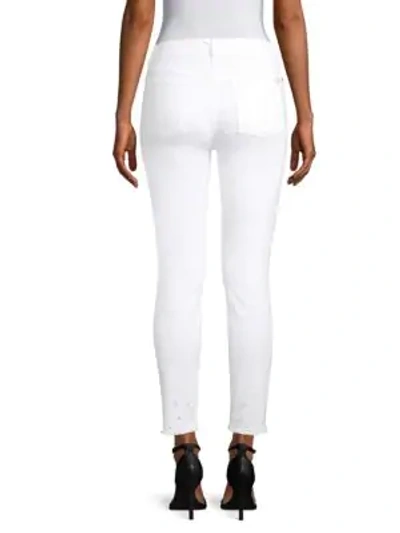 Shop Jen7 By 7 For All Mankind Skinny Ankle Jeans In White With Crystals