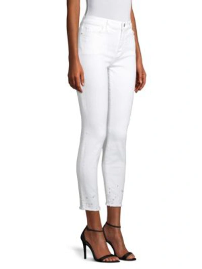 Shop Jen7 By 7 For All Mankind Skinny Ankle Jeans In White With Crystals