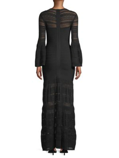 Shop Herve Leger Bell-sleeve Bandage & Knit Gown In Black