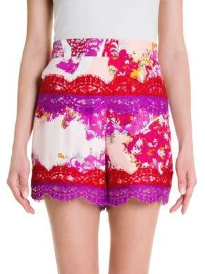 Shop Emilio Pucci Silk Twill Print Shorts In Pink Orange Floridian