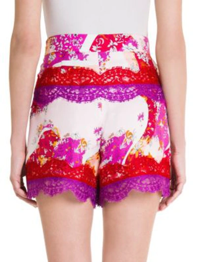 Shop Emilio Pucci Silk Twill Print Shorts In Pink Orange Floridian