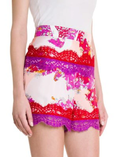 Shop Emilio Pucci Silk Twill Print Shorts In Pink Orange Floridian