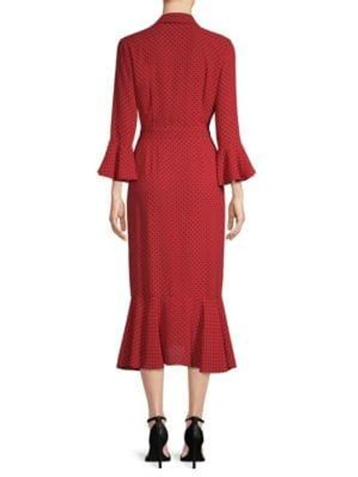 Shop Michael Kors Rumba Printed Silk Wrap Dress In Red Black
