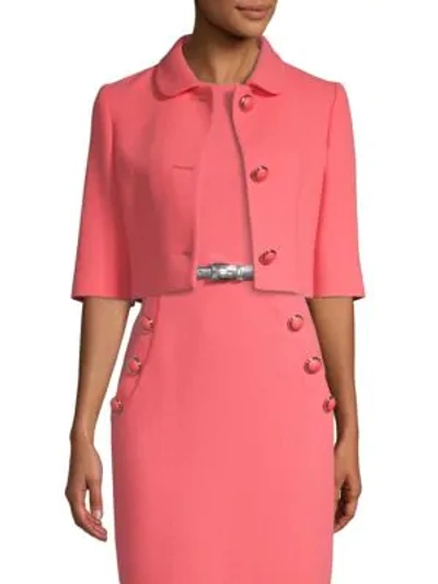 Shop Michael Kors Cropped Stretch Crepe Wool Jacket In Rosette