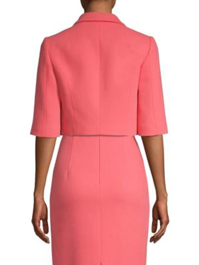 Shop Michael Kors Cropped Stretch Crepe Wool Jacket In Rosette