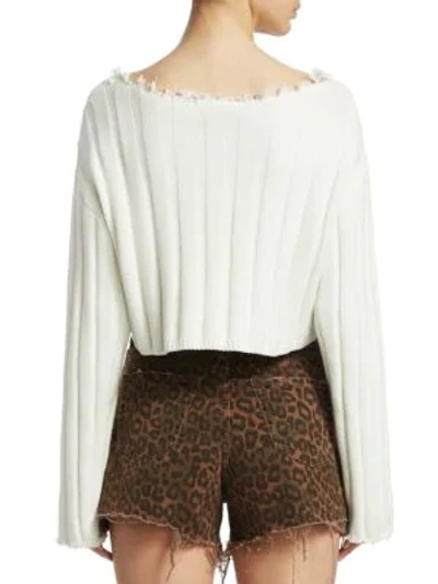 Shop Alexander Wang T Raw Edge Cropped Jumper In Ivory
