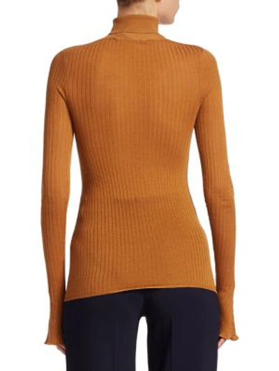 Shop Victoria Beckham Rib Knit Turtleneck In Ochre