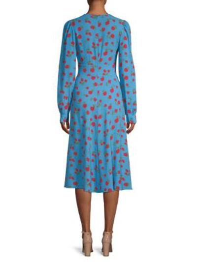 Shop Michael Kors Silk Georgette Rose Print A-line Dress In Multi