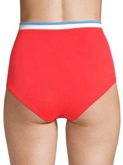 Shop Solid & Striped The Katie High-rise Bikini Bottom In Red Multi