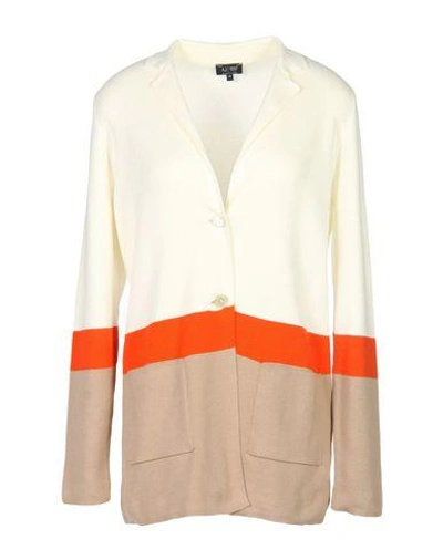 Shop Armani Jeans Cardigan In Ivory