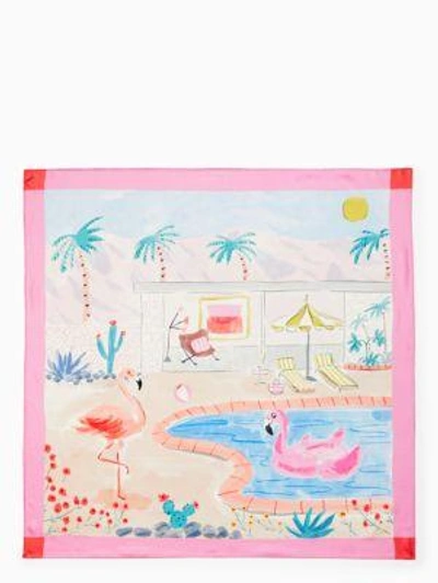 Shop Kate Spade Palm Springs Pool Silk Square Scarf In Surf Pink