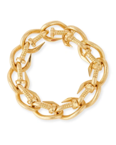 Shop David Webb 18k Gold Hammered Nail Link Bangle Bracelet