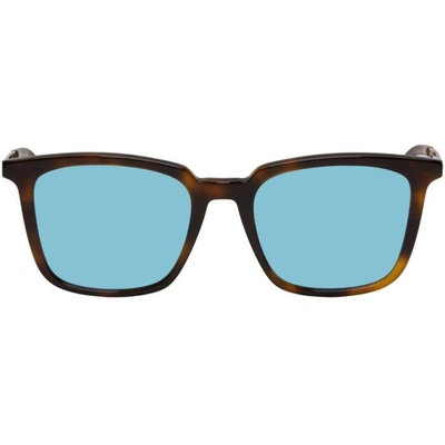 Shop Mcq By Alexander Mcqueen Mcq Alexander Mcqueen Tortoiseshell And Blue Mq0070s Sunglasses In 2072 - Hava