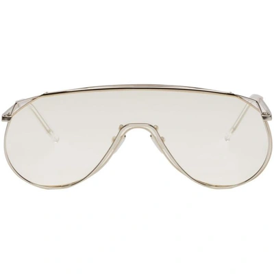 Shop Gentle Monster Silver And Yellow Afix Shield Sunglasses In Clear