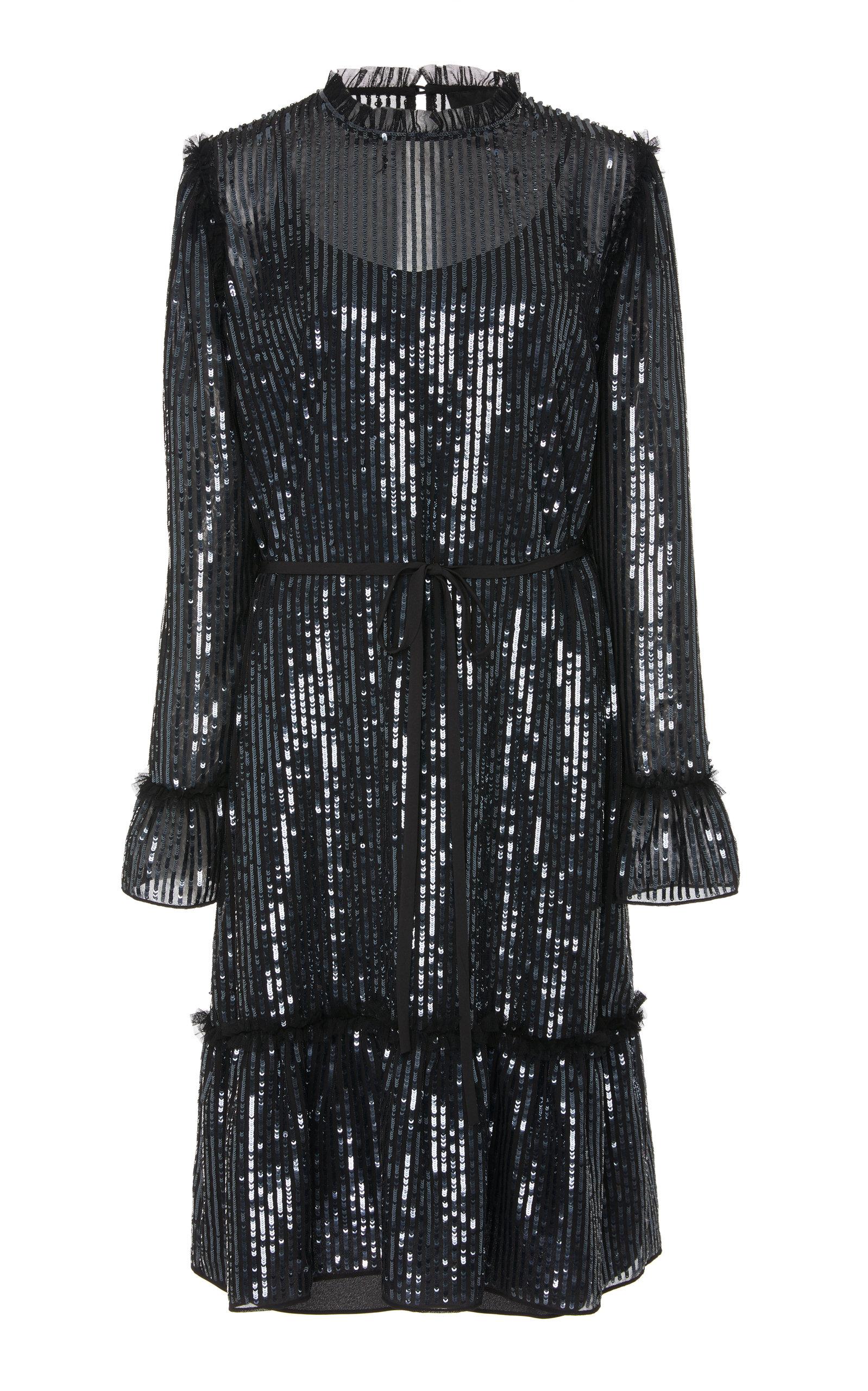 navy long sleeve sequin dress