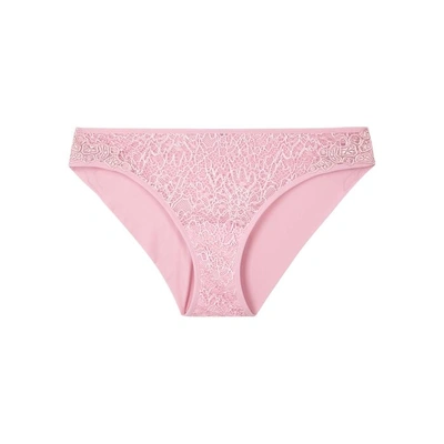 Shop La Perla Citrine Pink Leavers Lace Briefs