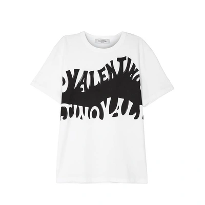 Shop Valentino Logo-print Cotton T-shirt In White And Black