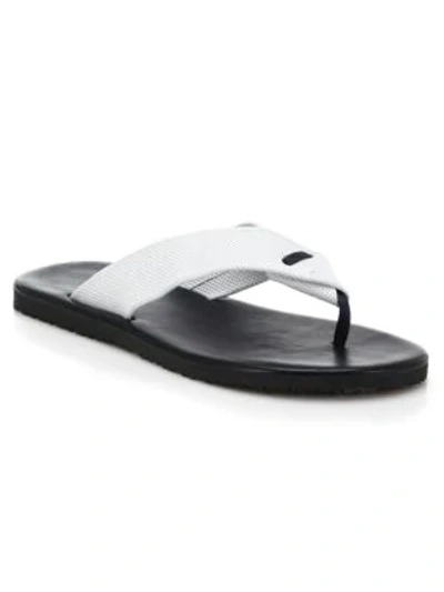 Shop Saks Fifth Avenue Men's Collection Perforated Leather Flip Flops In Black