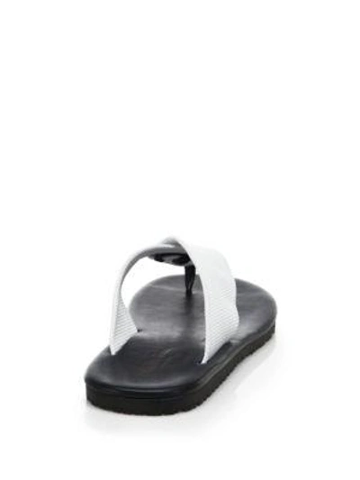 Shop Saks Fifth Avenue Men's Collection Perforated Leather Flip Flops In Black