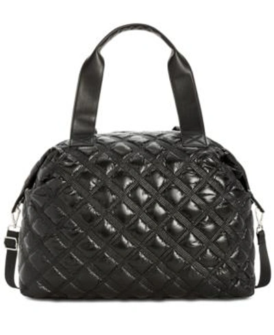 Shop Steve Madden Hawkin Quilted Extra-large Weekender In Black/silver