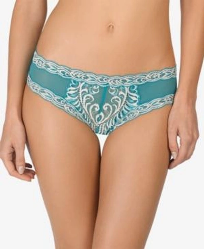 Shop Natori Feathers Low-rise Sheer Hipster 753023 In Turquoise/moon