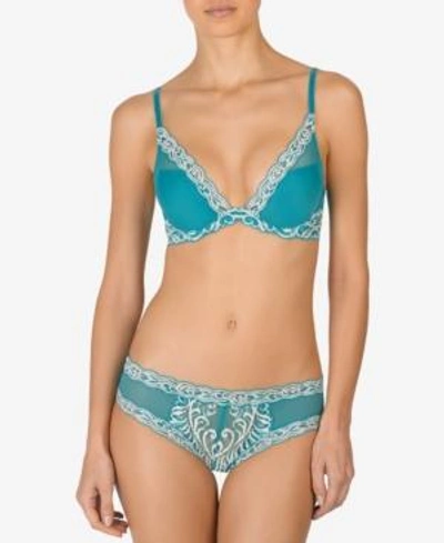 Shop Natori Feathers Lace Bra 730023 In Turquoise/moon