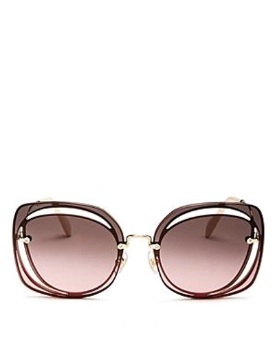 Shop Miu Miu Women's Scenique Evolution Square Sunglasses, 64mm In Pale Gold/pink Gray