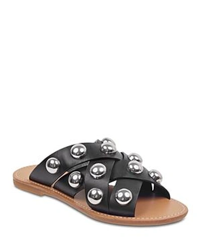 Shop Marc Fisher Ltd Women's Raidan Leather Stud Slide Sandals In Black
