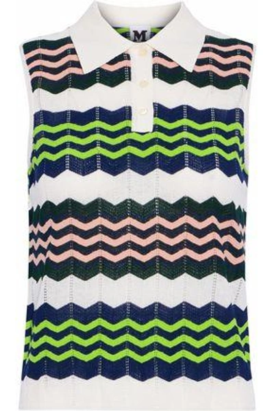 Shop M Missoni Woman Color-block Ribbed-trimmed Crochet-knit Top Multicolor