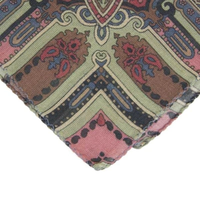 Shop 40 Colori Grey Vintage Paisley Printed Cotton & Silk Bandana In Multicolour
