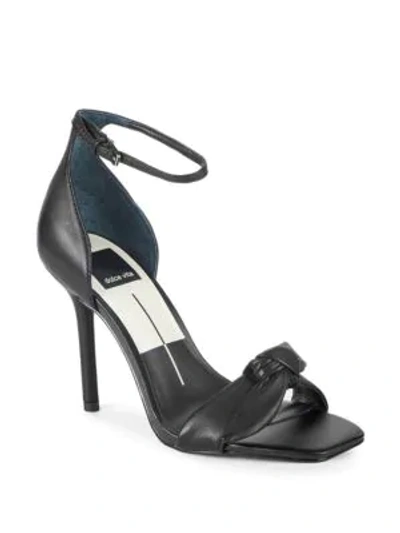 Shop Dolce Vita Helana Bow Leather Sandals In Black