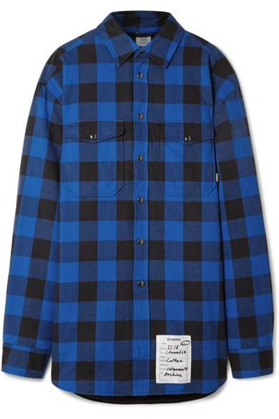 Shop Vetements Oversized Checked Cotton-flannel Shirt In Blue