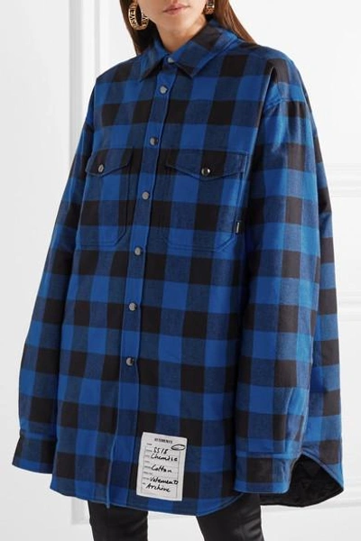 Shop Vetements Oversized Checked Cotton-flannel Shirt In Blue