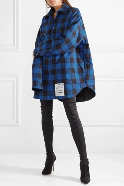 Shop Vetements Oversized Checked Cotton-flannel Shirt In Blue