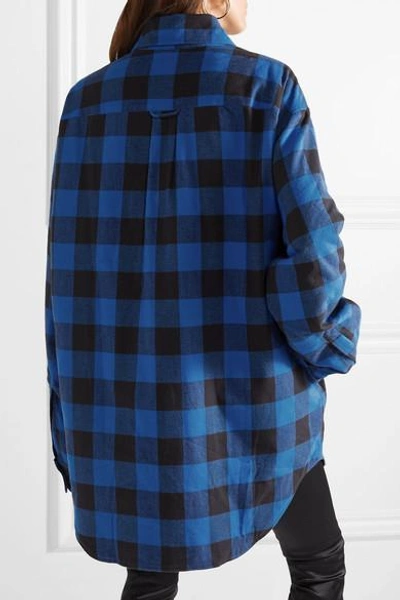 Shop Vetements Oversized Checked Cotton-flannel Shirt In Blue