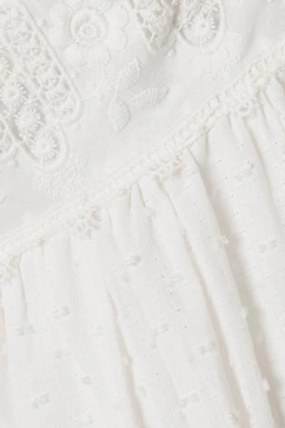 Shop Zimmermann Iris Lace-trimmed Swiss-dot Cotton Dress