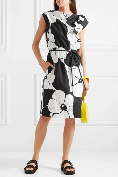 Shop Marc Jacobs Floral-print Cotton-poplin Dress In Black