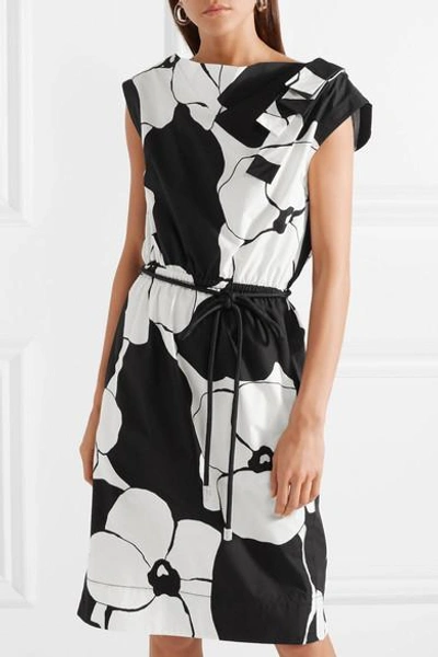 Shop Marc Jacobs Floral-print Cotton-poplin Dress In Black