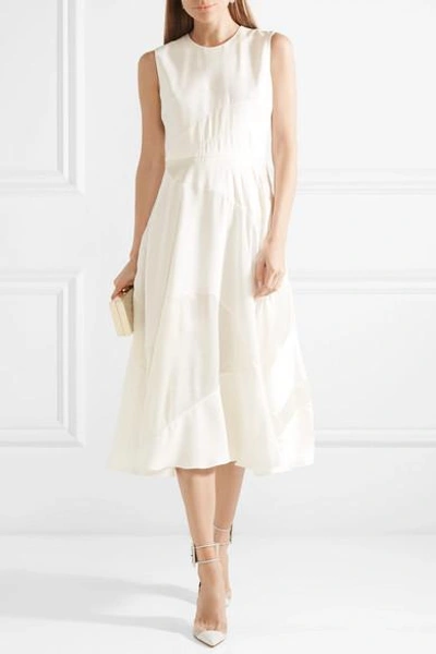 Shop Roksanda Keanu Silk-crepe And Faille Midi Dress In Ivory