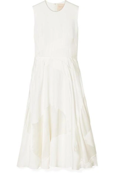 Shop Roksanda Keanu Silk-crepe And Faille Midi Dress In Ivory