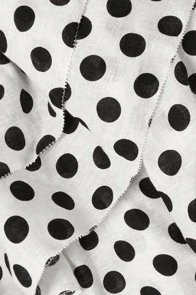 Shop Lisa Marie Fernandez Arden Ruffled One-shoulder Polka-dot Linen Maxi Dress In White