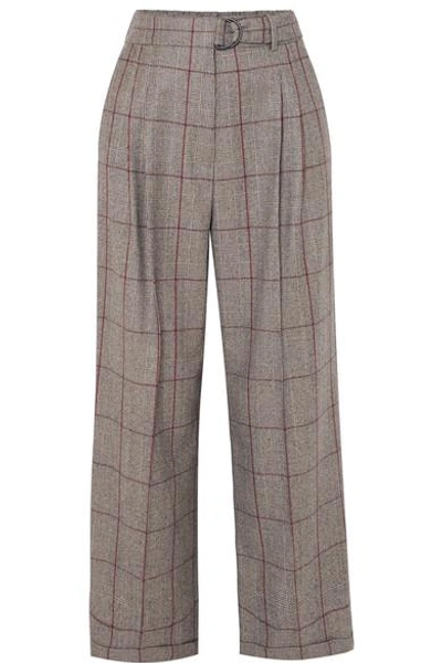 Shop Brunello Cucinelli Prince Of Wales Checked Wool Pants In Brown